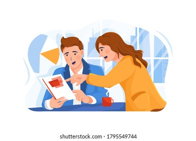 Two businesspeople are discussing, business coaching concept. Vector Illustration Concept.