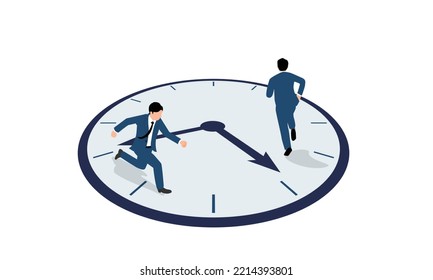 Dos empresarios trabajando a reloj,ilustración vectorial