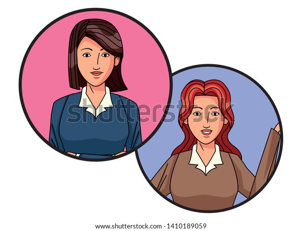 Two Businesswomen Short Hair Long Hair Stock Vector Royalty Free