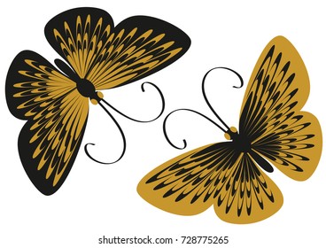 Two butterflies logo graphic design concept. Editable butterfly element