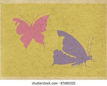two butterflies on grunge background