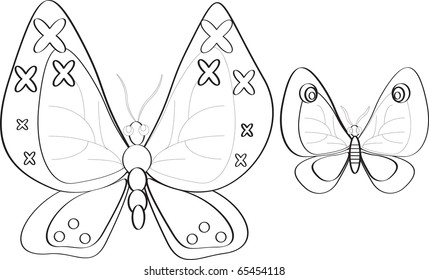 Two butterflies for painting, silhouette .