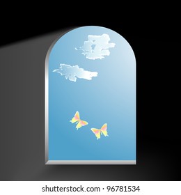 Two butterflies in the window