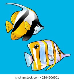 Two Butterfly Fish Swimming Together