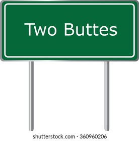 Two Buttes , Colorado, road sign green vector illustration, road table, USA city