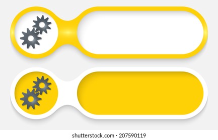 two buttons for entering text with cogwheels