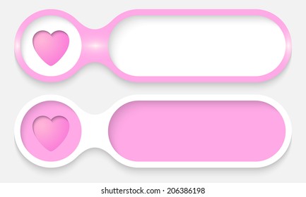 two buttons for entering text with heart