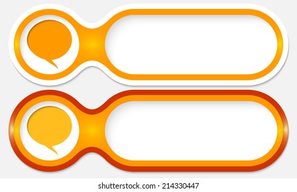 two buttons for entering text with speech bubble