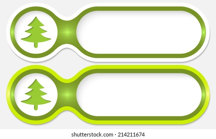 two buttons for entering text with tree symbol