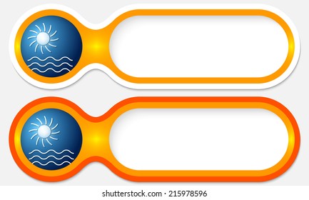 two buttons for entering text with waves and sun