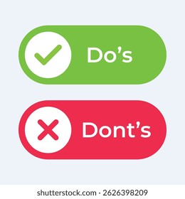 Two buttons with a green dos button and a red donts button.
