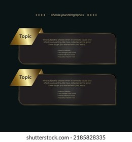 TWO buttons of premuim Infographic Vector template with gold element chart option and Premium version on a dark background templates