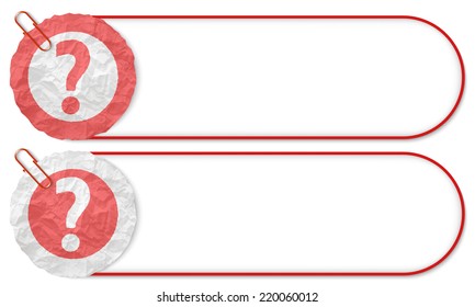 two buttons with texture crumpled paper and question mark