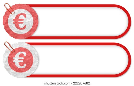 two buttons with texture crumpled paper and euro symbol