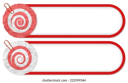 two buttons with texture crumpled paper and spiral