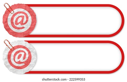 two buttons with texture crumpled paper and email icon