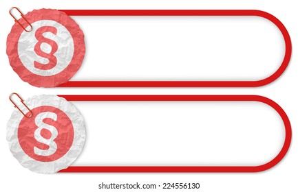 two buttons with texture crumpled paper and paragraph