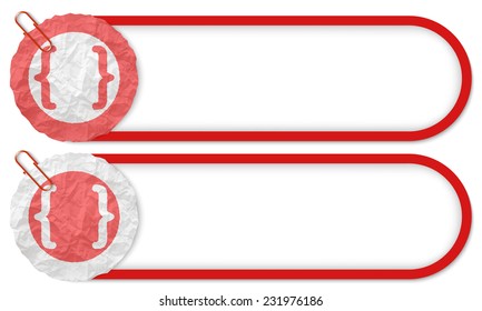 two buttons with texture crumpled paper and square brackets