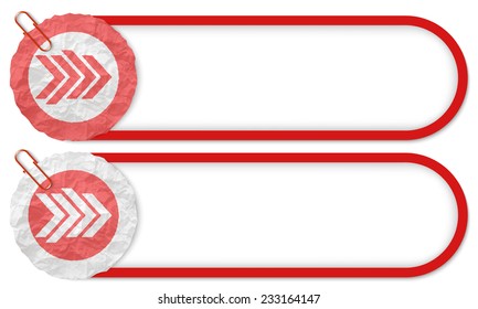 two buttons with texture crumpled paper and arrows