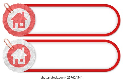 two buttons with texture crumpled paper and home icon
