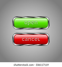 Two buttons for the Web site on a gray background. Vector illustration.