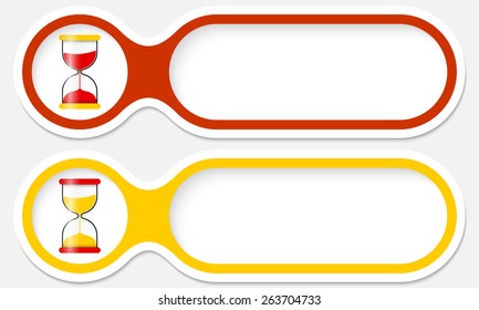 two buttons for your text and sand glass