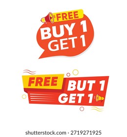Dos Comprar Uno Obtener Uno Anuncios de Venta Gratis con Megáfono y Círculos oferta de promoción