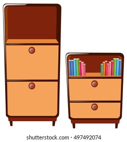 Dos armarios con ilustración de cajones