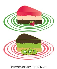 Two cake peaces on modern plates