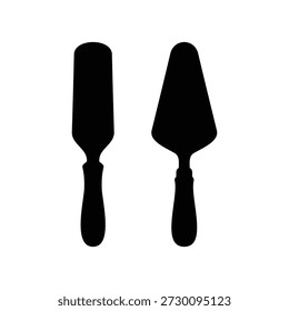 Dois bolo espátula silhueta vetor plano ilustração design.