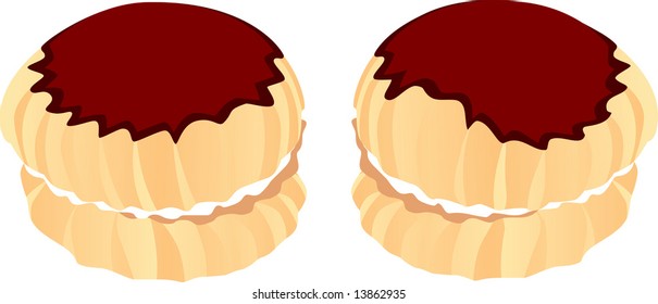 Two cakes with chocolate.