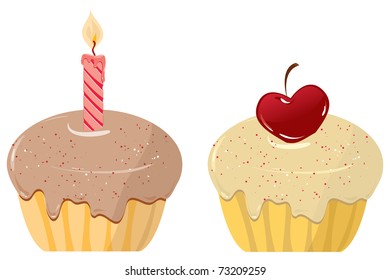 two cakes on a white background. Vector illustration
