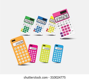 Two calculator four color with light gray background