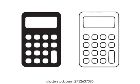 Duas calculadoras são mostradas lado a lado. A primeira calculadora tem uma face preta e botões brancos