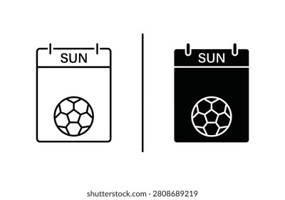 Two calendar icons labeled Sunday featuring a soccer ball inside each