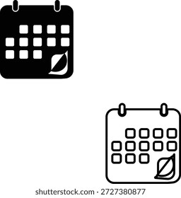 Two calendar icons with leaf design on white background for organization and planning