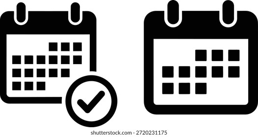 Two Calendars With Checkmark negro blanco