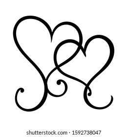 Two Calligraphy Hearts Decor Greeting Card Stock Vector (Royalty Free ...