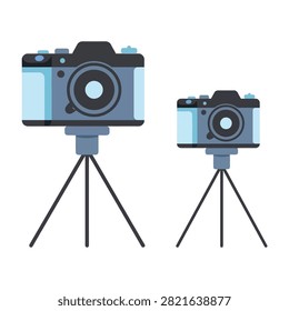 Two camera setups on tripods for photography and videography purposes