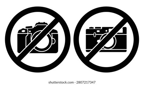Two Camera Silhouettes Within Prohibited Signs Against A White Background Silhouette cameras photography photographic dslr slr