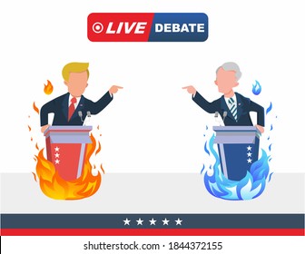 two candidate pointing each other in outrageous and chaotic live debate for presidential election 