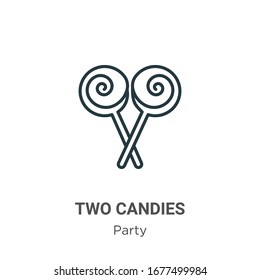 Icono de vector de contorno de dos caramelos. Icono de dos caramelos de color negro, ilustración de elemento simple vector plano del concepto de parte editable trazo aislado en fondo blanco