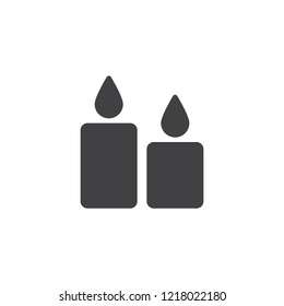 Two Candle vector icon. filled flat sign for mobile concept and web design. Candle light simple solid icon. Symbol, logo illustration. Pixel perfect vector graphics