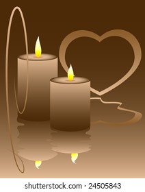 Two candles against the brown background