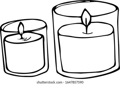 Dos velas en un candelabro. Artículos acogedores. Doodle de caricatura. Ilustraciones personalizadas
