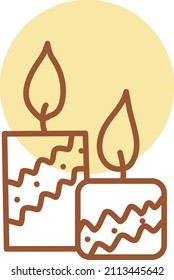 Dos velas con decoración, ilustración, vector sobre un fondo blanco.