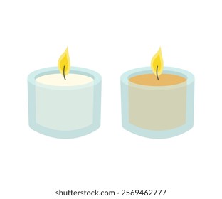 Two candles in glass jars.