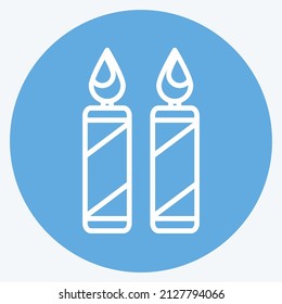 Two Candles Icon in trendy blue eyes style isolated on soft blue background