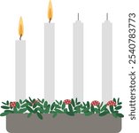 Two candles lit at the second sunday in advent.