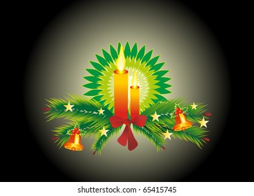 two candles on black background